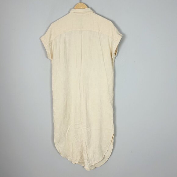 Gauzy Button Front Shirt Dress Midi Minimalist Boho Teacher Size Small Women's - Picture 3 of 4